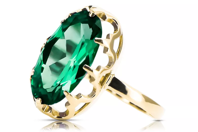 Anneau Bijoux vintage Émeraude Or jaune 14 carats vrc253y
